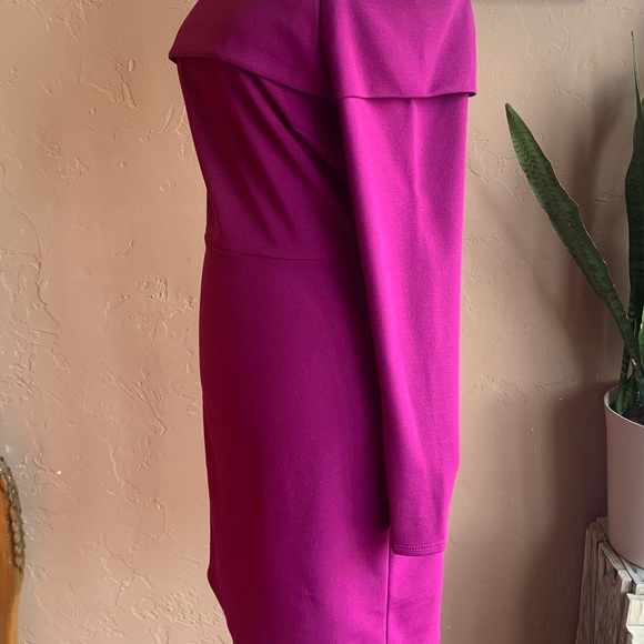 NWT Magenta Pink Off the Shoulder Long Sleeve Mini Dress - Picture 6 of 7
